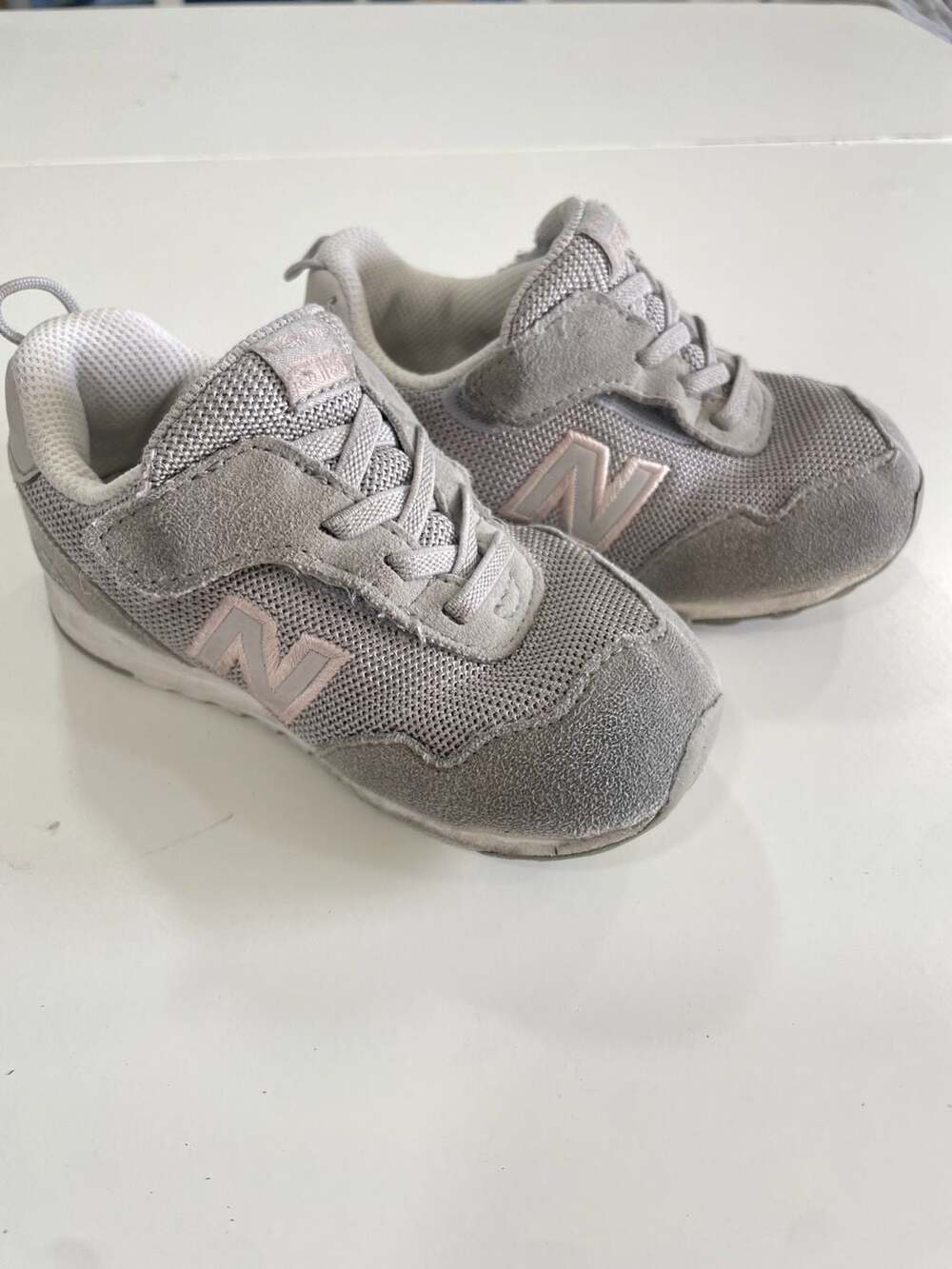 New Balance Kids 515 New-B Hook and Loop Grey Pink Toddler Shoes